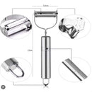 Pelador de frutas y verduras móvil de doble hoja 2 en 1