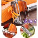 Pelador de frutas y verduras móvil de doble hoja 2 en 1